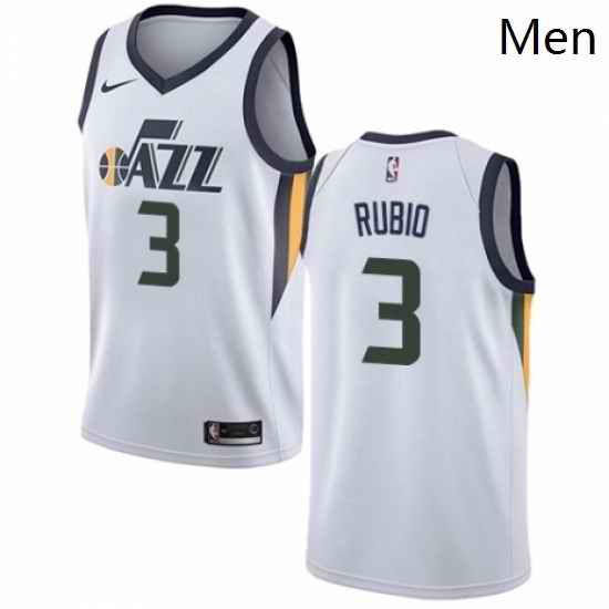 Mens Nike Utah Jazz 3 Ricky Rubio Authentic NBA Jersey Association Edition